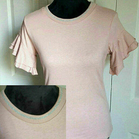 Romeo + Juliet Metallic Collar Ruffle Sleeve Tee - Picture 3 of 6